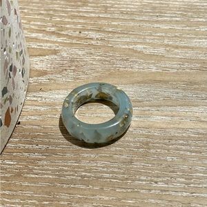 Aqua acrylic & gold fleck ring